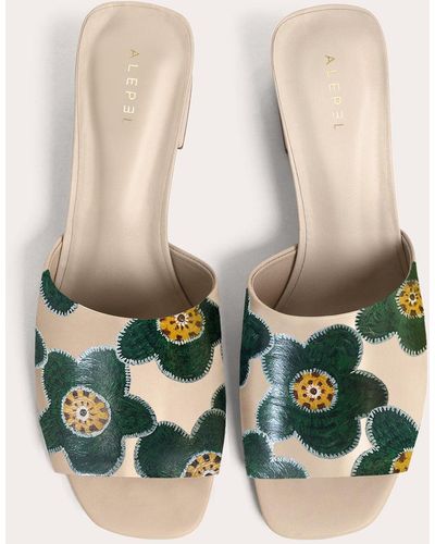 Alepel Crochet Block-heel Sandal Leather - Green