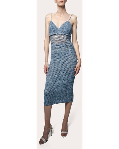 Santicler Viola Hand Crochet Strappy Dress - Blue