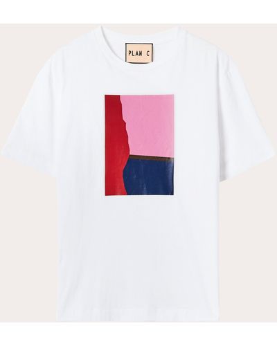 Plan C Abstract Graphic T-shirt - White