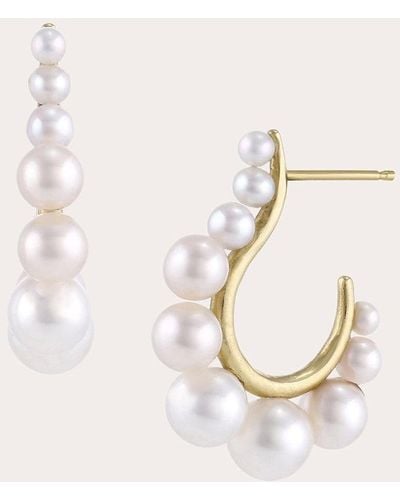White/space Space Pearl Cascade Hoop Earrings 14k Gold - Natural