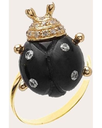 Casa Castro Bug Onyx & Diamond Ladybug Ring - Black