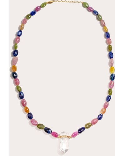 JIA JIA Large Sapphire & Crystal Quartz Candy Beaded Pendant Necklace - Pink