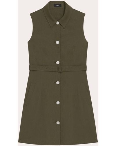 Theory Belted Military Dress - Green
