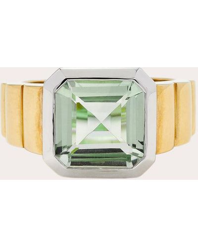 Yvonne Léon Crystal Mini Princess Signet Ring 9k Gold - Green