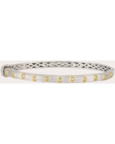 Jude Frances Diamond Mixed Metal staggered Marquise Bangle - Natural