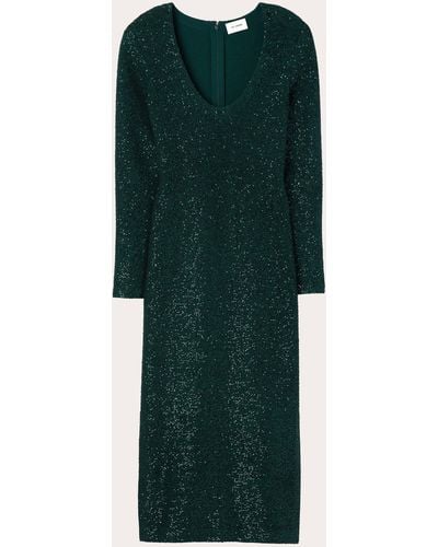 St. John Sequin Knit Midi Dress - Green
