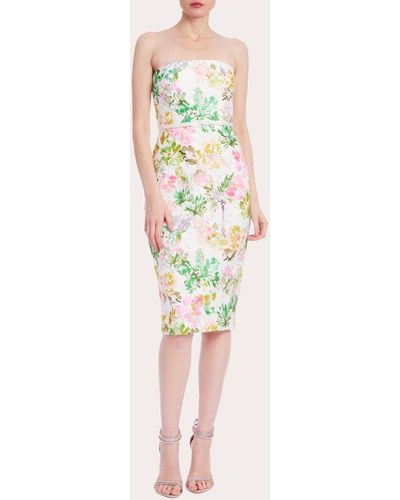 Badgley Mischka Floral Lace Cocktail Dress - Multicolor