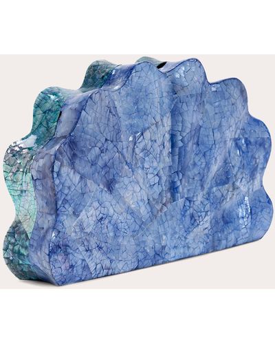 Emm Kuo Loulou Mother Of Pearl Shell Clutch - Blue