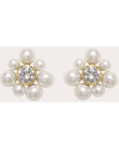 Completedworks Freshwater Pearl & Cubic Zirconia Stud Earrings 18k Gold - Natural