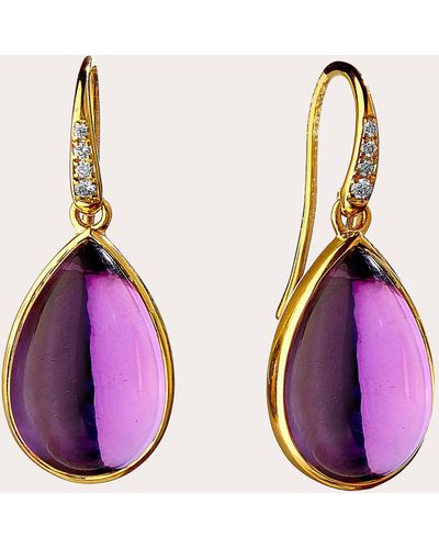 Syna Amethyst Mogul Pear Drop Earrings - Purple