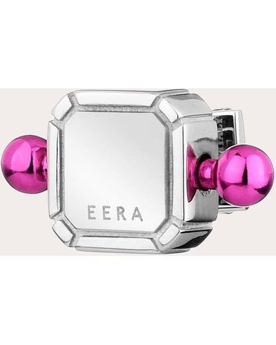 Eera Fuchsia & 18k White Gold Square Piercing Stud Earring - Pink