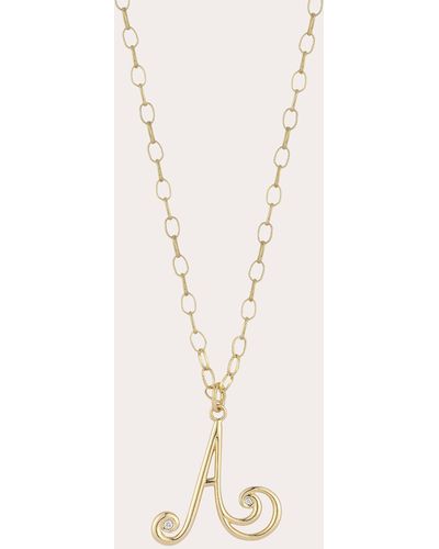 RENNA Women's Wave Initial Necklace - Natural
