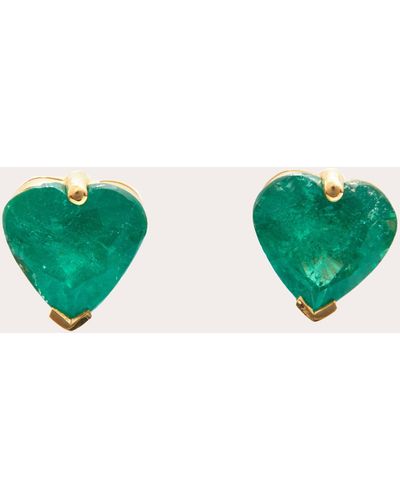 Yi Collection Emerald Heart Supreme Stud Earrings - Green