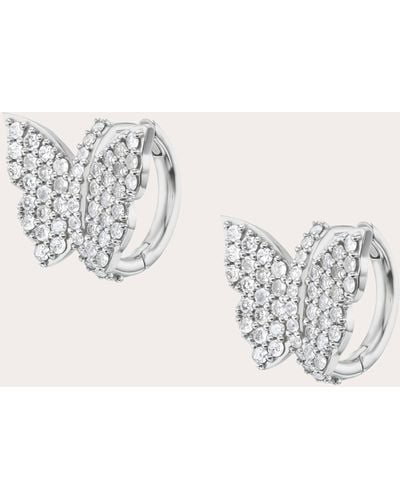 Sheryl Lowe Diamond Pavé Butterfly huggie Earrings - Metallic