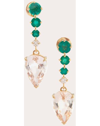 Yi Collection Emerald & Morganite Arrow Drop Earrings - Green