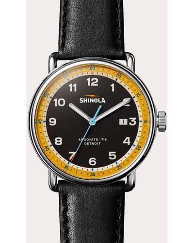 Shinola Canfield C56 Leather-strap Watch - Black