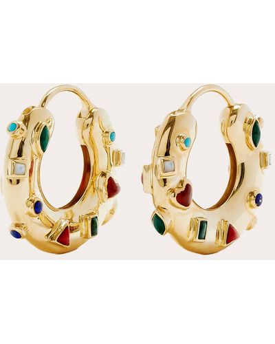 Yvonne Léon Gemstone & 9k Confetti Hoop Earrings - Metallic