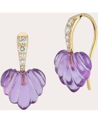 RENNA Amethyst Heart Dew Drop Earrings - Purple