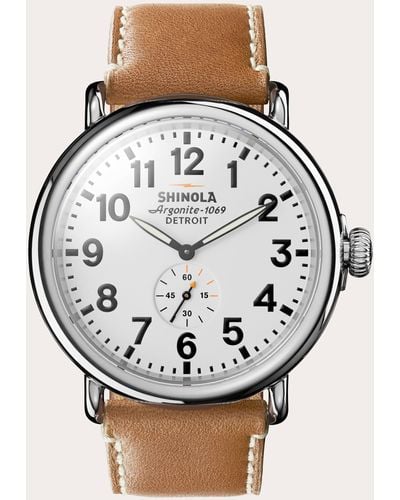 Shinola Runwell 47mm Leather-strap Watch - Metallic