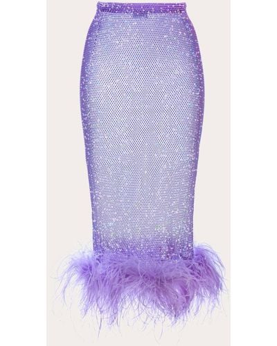 Santa Brands Rhinestone Feather Midi Skirt - Purple