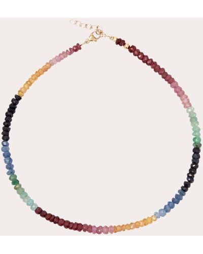 JIA JIA Dark Sapphire Beaded Anklet 14k Gold - Pink