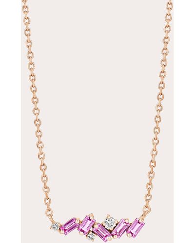 Suzanne Kalan Frenzy Sapphire Mini Bar Pendant Necklace - Pink