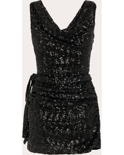 Rabanne Sequin Drape Mini Dress - Black