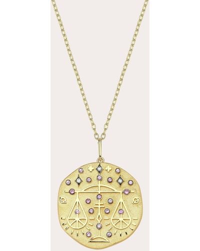 Charms Company Pink Tourmaline Libra Zodiac Pendant Necklace - Metallic