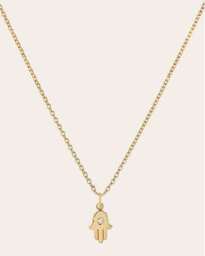 Zoe Lev Diamond Hamsa Pendant Necklace - Natural