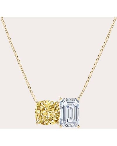 Natori Yellow & White Diamond Two-stone Pendant Necklace - Metallic
