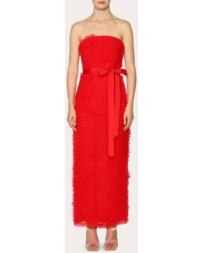 Huishan Zhang Monica Tulle Strapless Dress - Red