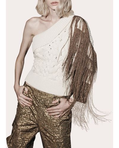 Hellessy Coco Asymmetric Fringe Sweater - Natural