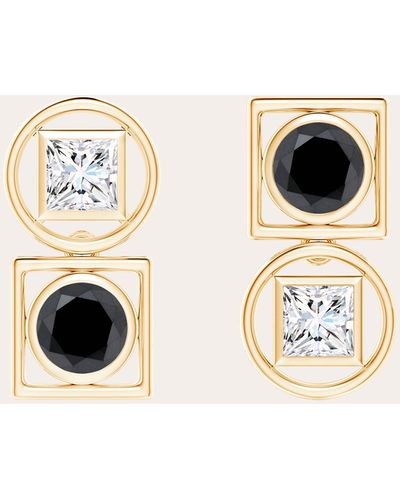 Natori Black & White Diamond Infinity Stud Earrings - Metallic