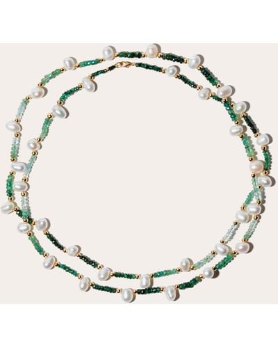 JIA JIA Arizona Emerald Pearl Long Necklace 14k Gold - Natural