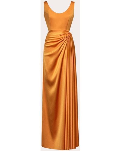 Edeline Lee Nymph Waterfall Drape Gown - Orange
