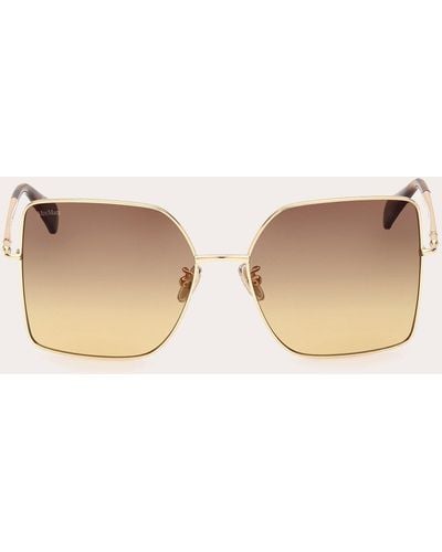 Max Mara Shiny Gold Havana & Amber Gradient Butterfly Sunglasses - Natural