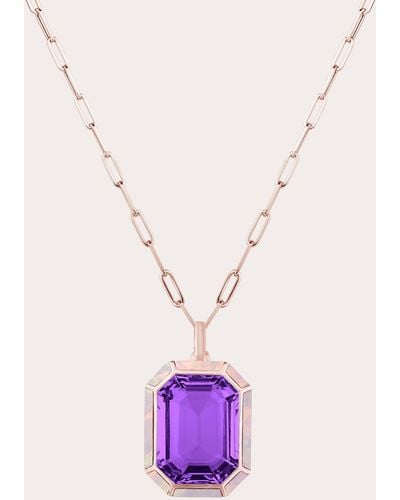 Goshwara Amethyst & Pink Opal Vertical Pendant Necklace - Purple