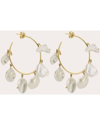 Charms Company Pearl Hoop Earrings - Natural