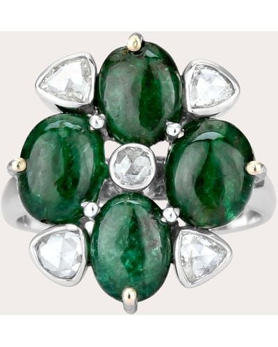 Amrapali Emerald & Diamond Bahaar Ring 18k Gold - Green