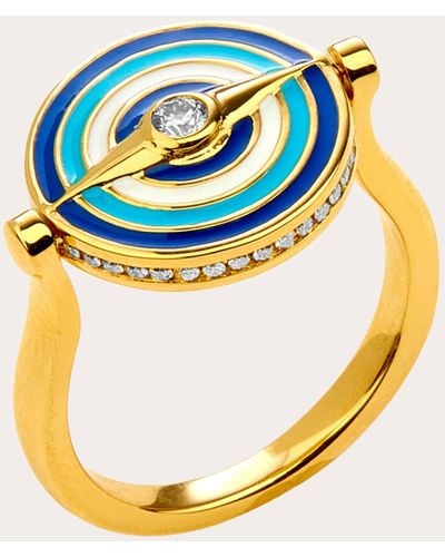 Syna Chakra Evil Eye Reversible Ring - Blue