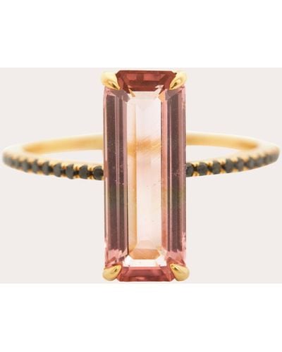 Yi Collection Tourmaline & Black Diamond Ring 18k Gold - Natural