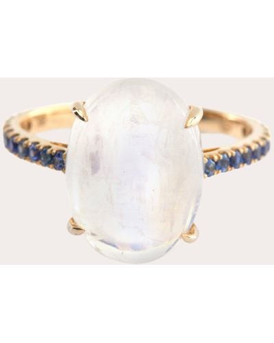 Yi Collection Moonstone & Sapphire Globe Ring Cotton - Natural