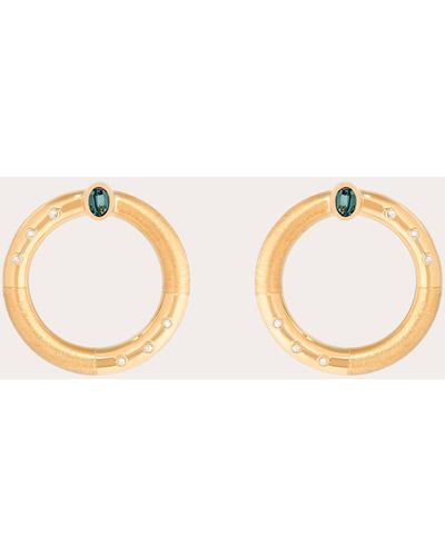 Carolina Neves Tourmaline & Diamond Circle Stud Earrings - Natural