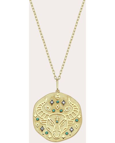 Charms Company Emerald Taurus Zodiac Pendant Necklace - Metallic