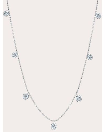 Graziela Gems 18k White Gold Small Floating Diamond Station Necklace - Natural