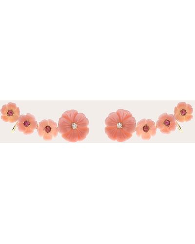 Casa Castro Mother Nature Tourmaline & Queen Mother Of Pearl Flower Ear Climbers - Pink