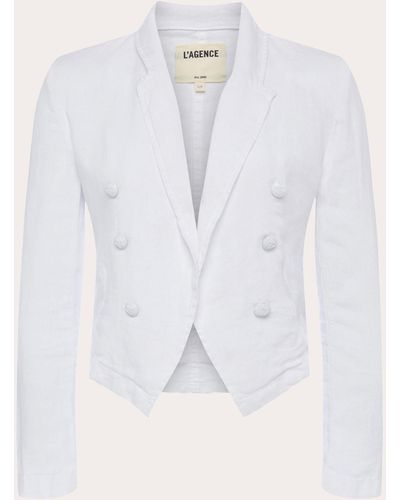 L'Agence Wayne Double-breasted Crop Jacket - White