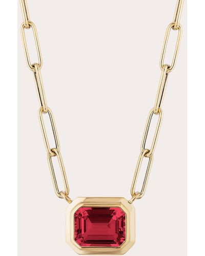 Goshwara Garnet Emerald-cut Bezel Pendant Necklace - Pink