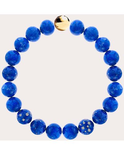 Casa Castro Retro Lapis Lazuli & Diamond Beaded Necklace - Blue