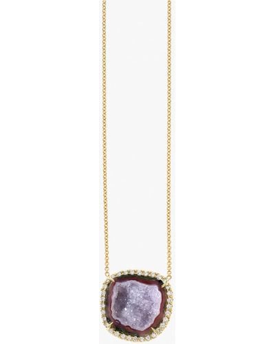 Kimberly Mcdonald Purple Geode & Diamond Pendant Necklace